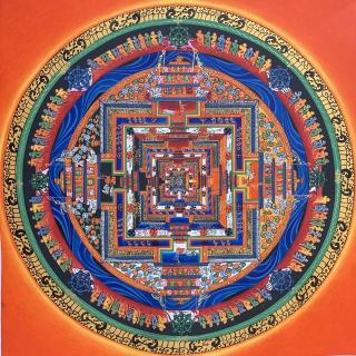 KALACHAKRA MANDALA  ORIGINAL TIBETAN THANGKA PAINTING IN GOLD